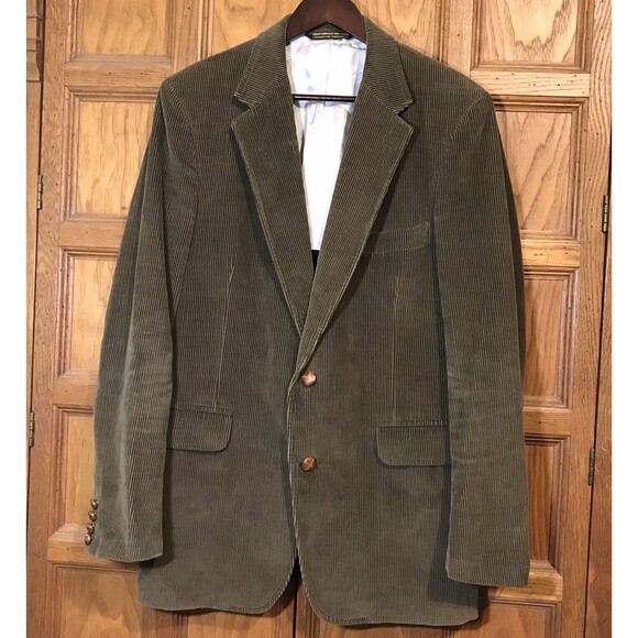 Lands End Corduroy Sports Coat Mens 43 Long Brown Two Button Lined Blazer Jacket - Picture 1 of 12